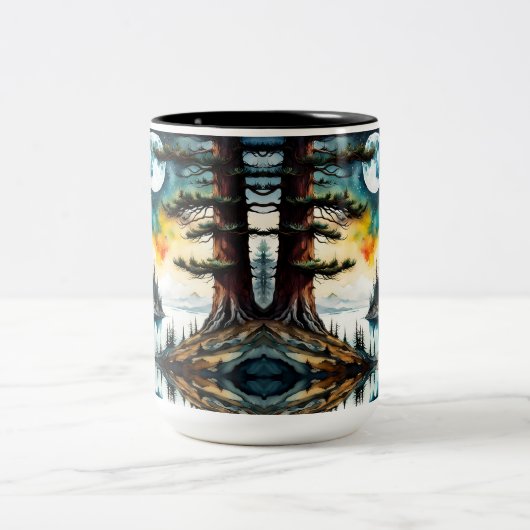 Alaskan Moose staande op Mountain Ridge Tweekleurige Koffiemok (Center)