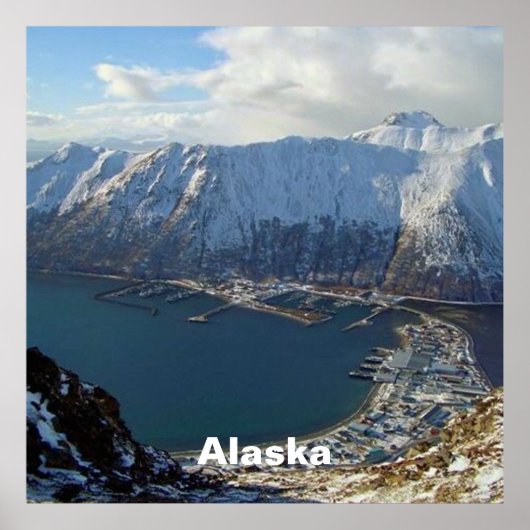 Alaskan Mountain Range en City onder Poster (Voorkant)