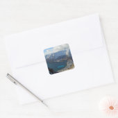 Alaskan Mountain Range en City onder Vierkante Sticker (Envelop)