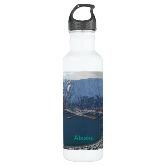 Alaskan Mountain Range en City onder Waterfles (Voorkant)