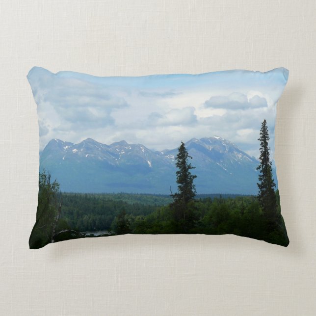 Alaskan Mountain Range panoramische fotografie Accent Kussen (Voorkant)