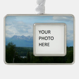 Alaskan Mountain Range panoramische fotografie Verzilverd Omlijst Ornament