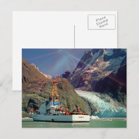 Alaskan Mountain-Uitzicht met Boat Briefkaart (Voorkant / Achterkant)