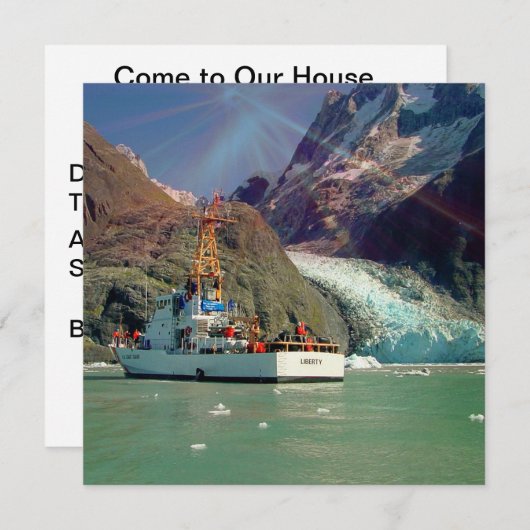 Alaskan Mountain-Uitzicht met Boat Kaart (Voorkant / Achterkant)