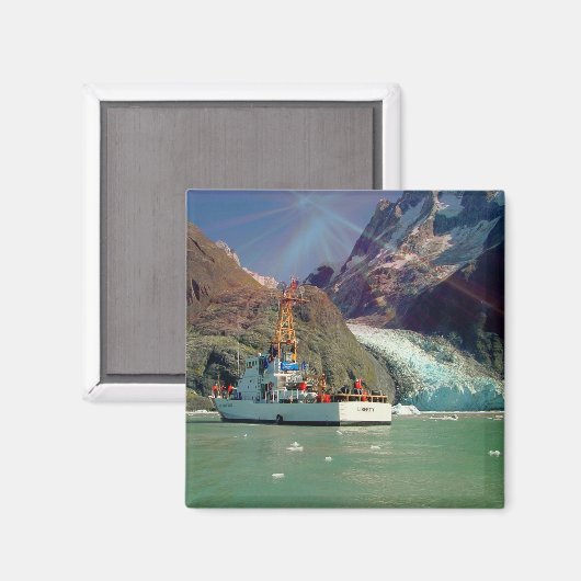 Alaskan Mountain-Uitzicht met Boat Magneet (Voorkant / Achterkant)