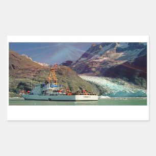 Alaskan Mountain-Uitzicht met Boat Rechthoekige Sticker