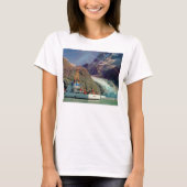 Alaskan Mountain-Uitzicht met Boat T-shirt (Voorkant)