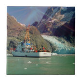 Alaskan Mountain-Uitzicht met Boat Tegeltje (Voorkant)