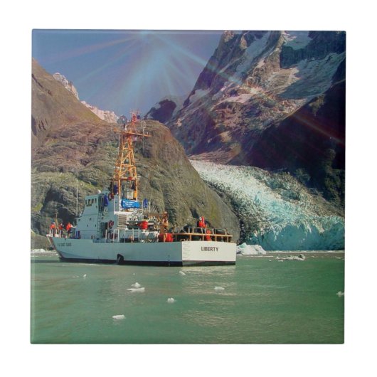 Alaskan Mountain-Uitzicht met Boat Tegeltje (Voorkant)