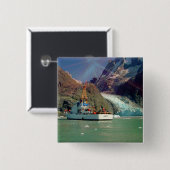 Alaskan Mountain-Uitzicht met Boat Vierkante Button 5,1 Cm (Voorkant /achterkant)