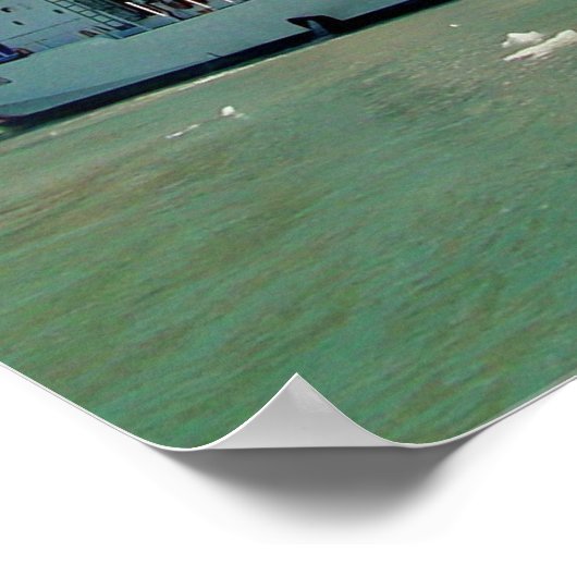 Alaskan Mountain Waterfall Uitzicht & Boat Poster (Hoek)