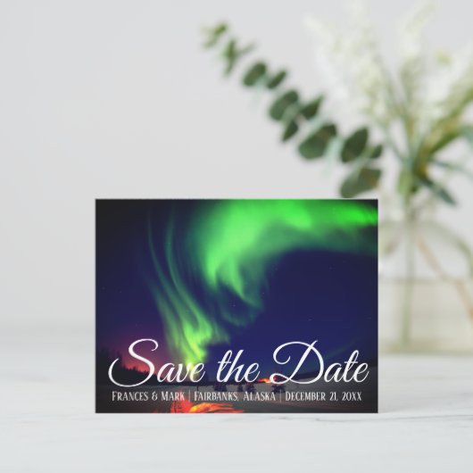 Alaskan Northern Lights Bewaar de datum Aankondigingskaart (Staand voorkant)