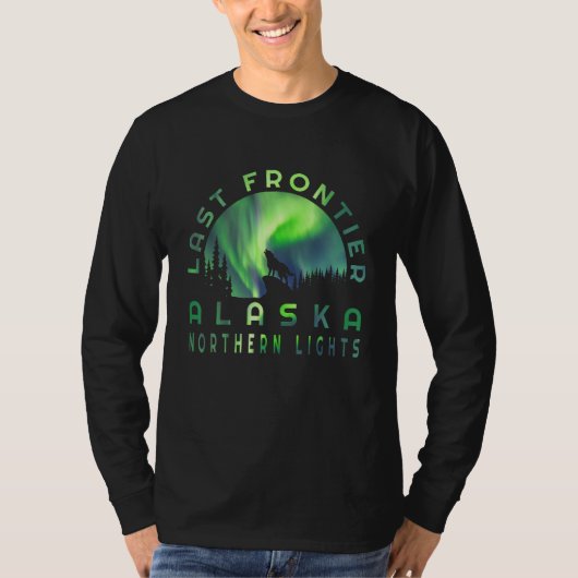 Alaskan Northern Lights with Wolf T-shirt (Voorkant)