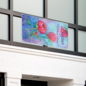 Alaskan Peonies "Bonjour" buitenbanner Spandoek (Buitenkant Gebouw)