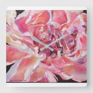 Alaskan Peonies Floral Clock Vierkante Klok