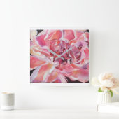 Alaskan Peonies Floral Clock Vierkante Klok (Huis)