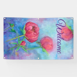 Alaskan Peonies "Welkom" buitenbanner Spandoek