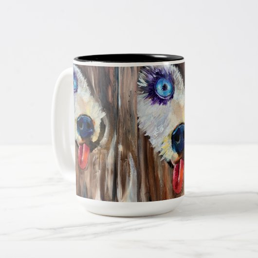 Alaskan Puppy Transport Tweekleurige Koffiemok (Voorkant links)