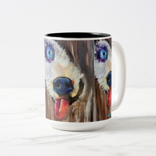 Alaskan Puppy Transport Tweekleurige Koffiemok (Voorkant rechts)