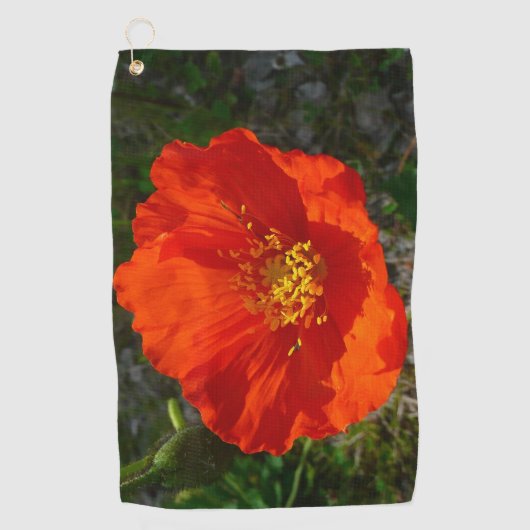 Alaskan Red Poppy Colorful Flower Golfhanddoek (Voorkant)