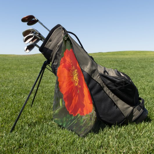 Alaskan Red Poppy Colorful Flower Golfhanddoek (Groen)