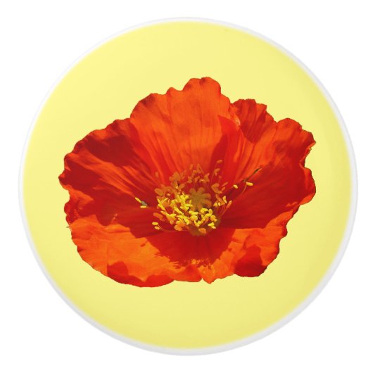 Alaskan Red Poppy Colorful Flower Keramische Knop (Voorkant)