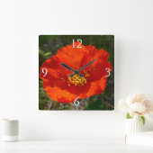 Alaskan Red Poppy Colorful Flower Vierkante Klok (Huis)