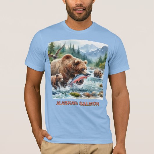Alaskan Salmon Grizzly Beer Mannen T-shirt (Voorkant)