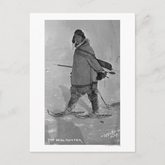 Alaskan Seal Hunter met Snowschoenen Foto Briefkaart (Voorkant)