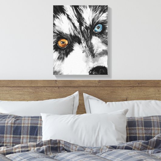 Alaskan Sled Dog_Lets Stretched Canvas afdrukken (Insitu (Slaapkamer))