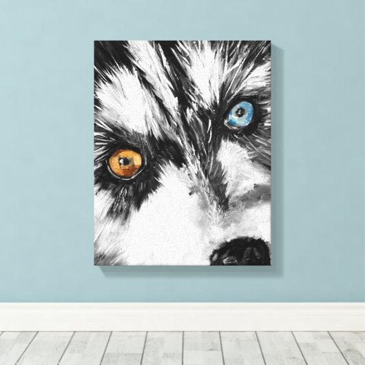 Alaskan Sled Dog_Lets Stretched Canvas afdrukken (Insitu (Houten vloer))