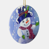 Alaskan sneeuwbal sneeuwman keramische ornament (Rechts)