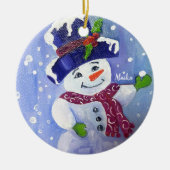 Alaskan sneeuwbal sneeuwman keramische ornament (Voorkant)