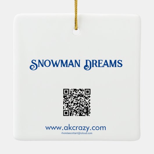 Alaskan Sneeuwman Keramisch Ornament (Achterkant)