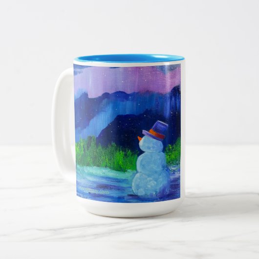 Alaskan Sneeuwman Two tone 15oz koffie mok (Voorkant links)