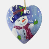 Alaskan Snowball Snowman hart keramisch ornament (Rechts)