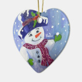 Alaskan Snowball Snowman hart keramisch ornament (Links)