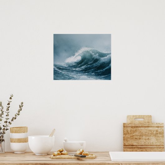 Alaskan Stormy Seas Watercolor Poster (Keuken)