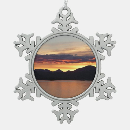 Alaskan Sunset I Beauful Alaska-fotografie Tin Sneeuwvlok Ornament (Voorkant)