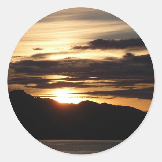 Alaskan Sunset III Beauful Alaska-fotografie Ronde Sticker (Voorkant)