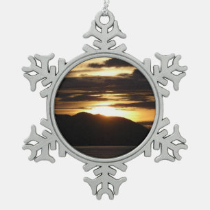 Alaskan Sunset III Beauful Alaska-fotografie Tin Sneeuwvlok Ornament