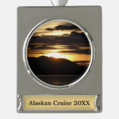 Alaskan Sunset III Beauful Alaska-fotografie Verzilverd Banner Ornament (Voorkant)