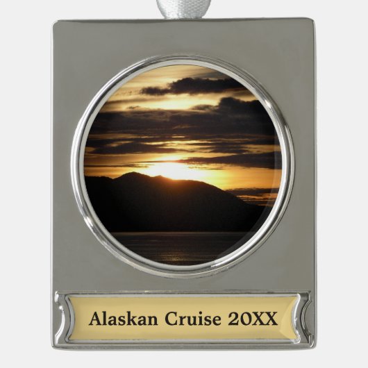 Alaskan Sunset III Beauful Alaska-fotografie Verzilverd Banner Ornament (Voorkant)
