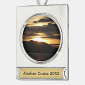 Alaskan Sunset III Beauful Alaska-fotografie Verzilverd Banner Ornament (Links)