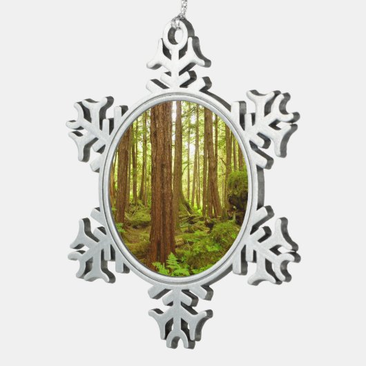 Alaskan Temperate Rainforest Tin Sneeuwvlok Ornament (Rechts)
