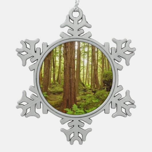 Alaskan Temperate Rainforest Tin Sneeuwvlok Ornament (Voorkant)