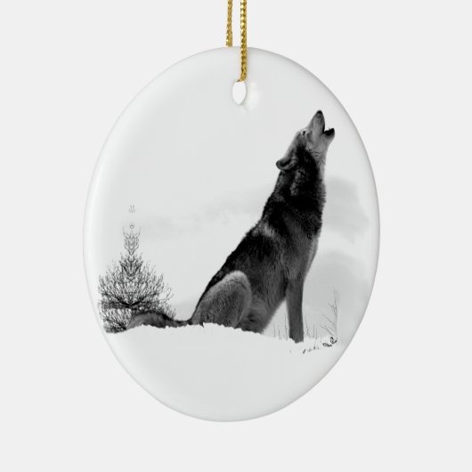 Alaskan Timber Wolf Keramisch Ornament (Rechts)