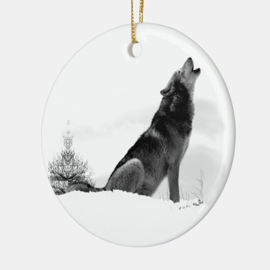 Alaskan Timber Wolf Keramisch Ornament (Links)