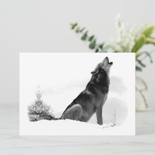 Alaskan Timber Wolf Uitnodiging (Staand voorkant)