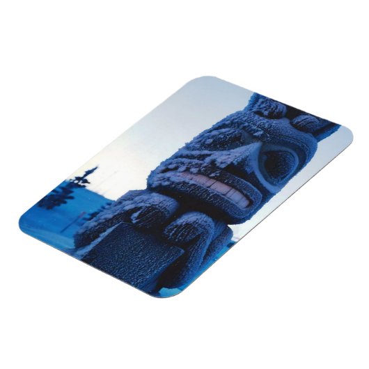 Alaskan Totem Pole Winter Night Photo Ontworpen Magneet (Linkerzijde)